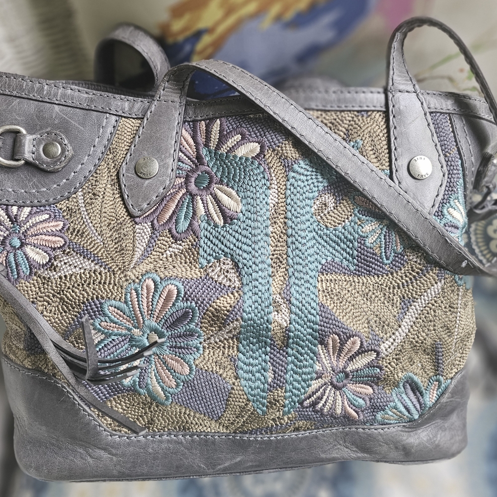 Frye Melissa Embroidered Leather Tote Bag
